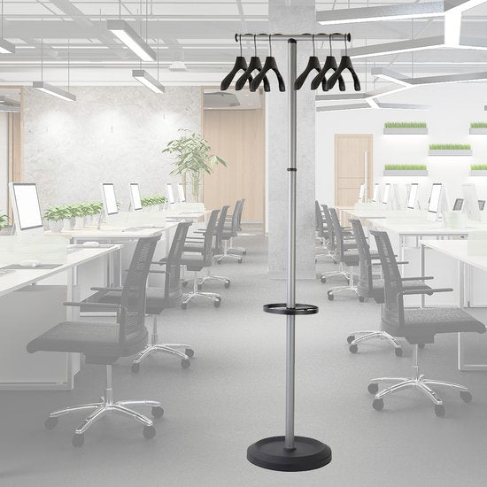 BRASQ Porte-manteau Stockholm CS500 - Porte-manteau sur pied avec 6 cintres + porte-parapluie - Noir