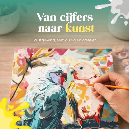 Rubye® Peinture sur toile - Perroquets pour adultes et enfants - 40x50cm