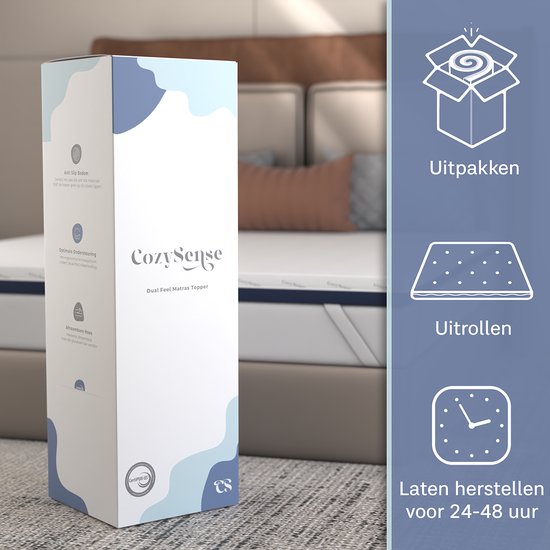 CozySense® DualFeel Topper Mattress 160x200 - Sur-matelas - Sur-matelas - Avec face chaude et face froide - CertiPUR® - Fermeté - 7.5 cm - Housse lavable