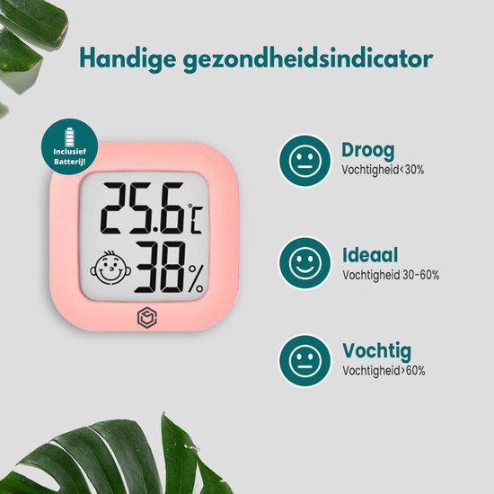 Ease Electronicz Hygromètre - Station météo - Humidimètre - Thermomètre pour l'intérieur - Pile et bande adhésive incluses