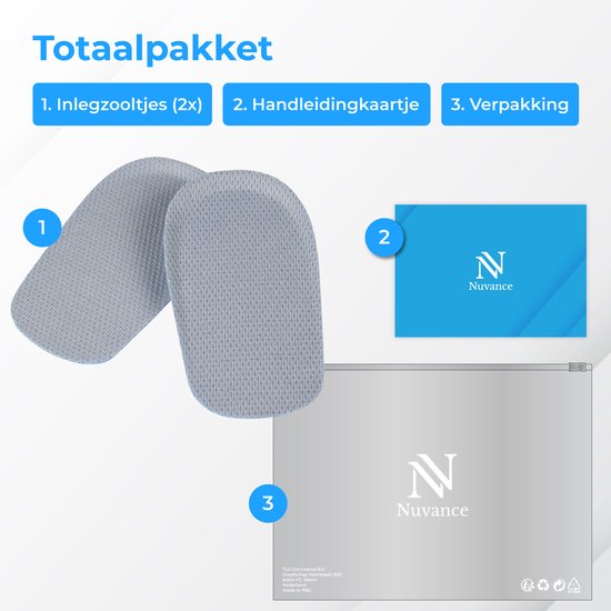 Semelles Nuvance - 2.5cm Heel booster - Heel pads - 2 Pieces - Size 36-40 - Men & Women - Heel insoles - Blue