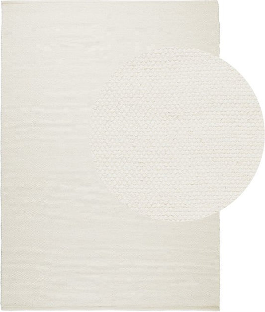 Lifa Living - Tapis en laine - blanc - 160 x 230 cm - 70% laine et 30% coton - hauteur des poils 6 mm - tissé