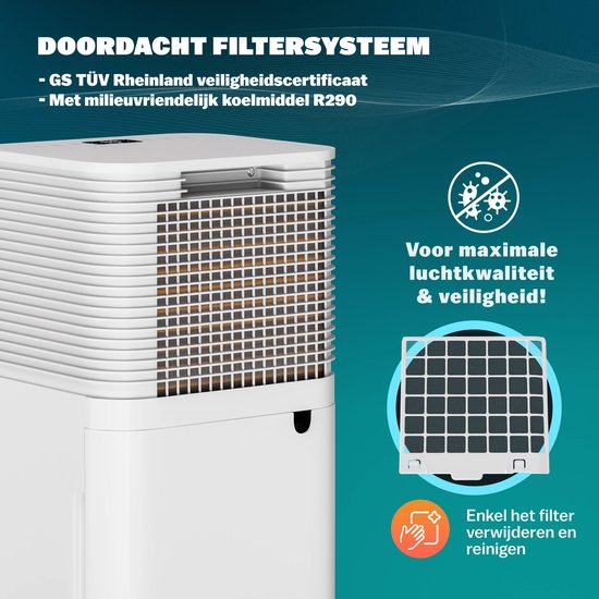 Déshumidificateur Monzana - 12L/jour Silencieux <38 dB 200W 20m² Roues - Blanc