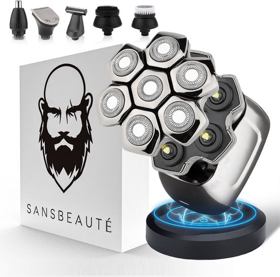 Rasoir - Tondeuse - Tondeuse à cheveux - Sansbeauté® SkullSharp PRO MAGNETIC - Rasoir électrique visage et tête - Raser - Raser la tête - Wet & Dry - Chargement sans fil - Electrique