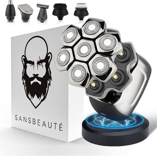 Rasoir - Tondeuse - Tondeuse à cheveux - Sansbeauté® SkullSharp PRO MAGNETIC - Rasoir électrique visage et tête - Raser - Raser la tête - Wet & Dry - Chargement sans fil - Electrique