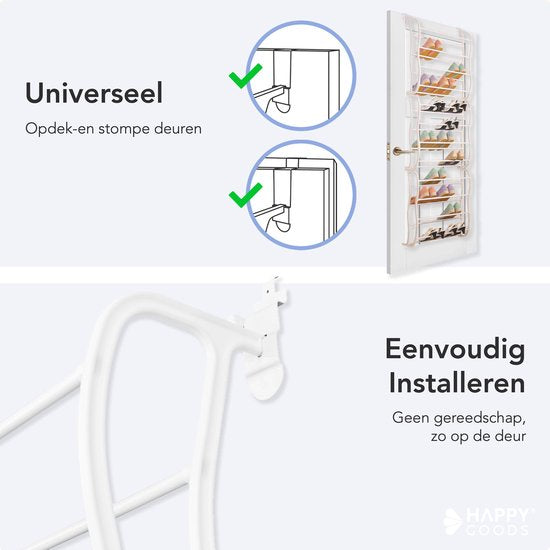 Happy Goods - Support à chaussures XXL - 40 paires de chaussures - Support de rangement - Porte émoussée et opaque - Armoire à chaussures - Support à chaussures suspendu - Métal - Rangement suspendu - Système de rangement de chaussures - Armoire à chaussu