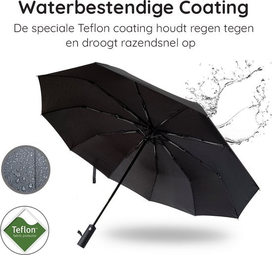 Volcan Storm Umbrella Foldable - Parapluies Storm - Pliable - Ø 110 cm - Coupe-vent jusqu'à 100km p/h - Grand parapluie - Automatique - Noir