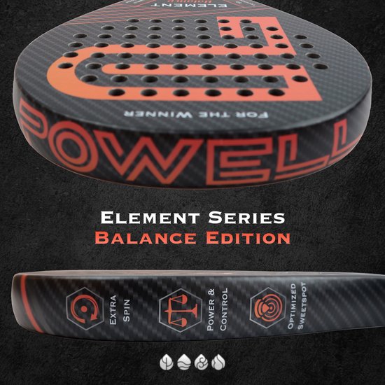 Raquette de Padel POWELL - avec housse et balles de Padel - Drop - 3K Carbon - 3D-Tech - Balance