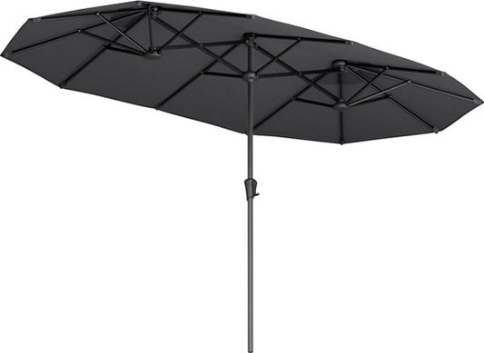 LifeGoods Parasol double - jardin - 220x400cm - jusqu'à 8 personnes - imperméable - UPF50+ - gris foncé