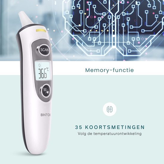 BINTOI X210 - Thermomètre auriculaire - Thermomètre de fièvre - Indicateur de température