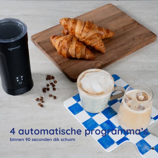 Safecourt Kitchen Mousseur à lait électrique MF600 - 4 en 1 - 500W - Noir