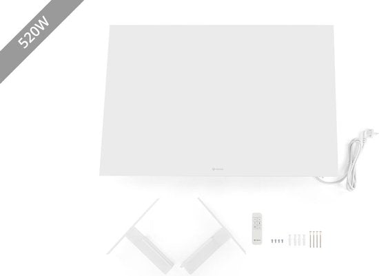 Panneau chauffant infrarouge mince avec minuterie réglable - Vlectro - 520 W - Blanc