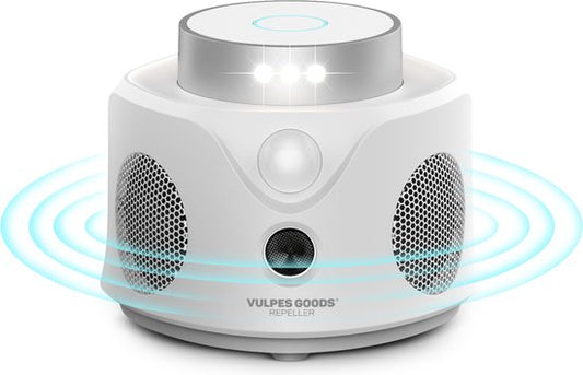 Vulpes Goods® Repellent - Répulsif à souris à ultrasons - Répulsif pour l'intérieur - Lutte contre les souris et les insectes respectueuse des animaux - Piège à souris respectueux des animaux - Protection à 360 degrés - Répulsif pour les nuisibles - Versi