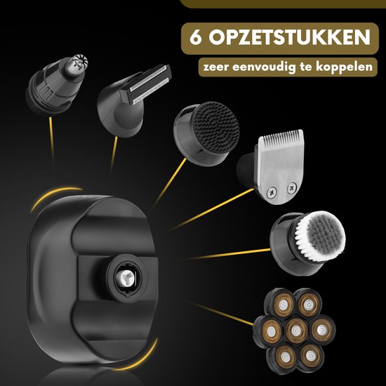 Rasoir 6 en 1 pour homme - Tondeuse - Sansbeauté® SkullSharp Classic - Rasoir électrique pour le visage et la tête - Rasage de la tête - électrique - Wet & Dry