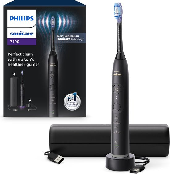 Philips Sonicare 7100 Series - Brosse à dents électrique - Noir - Étui de voyage - Des gencives plus saines - HX7421/01