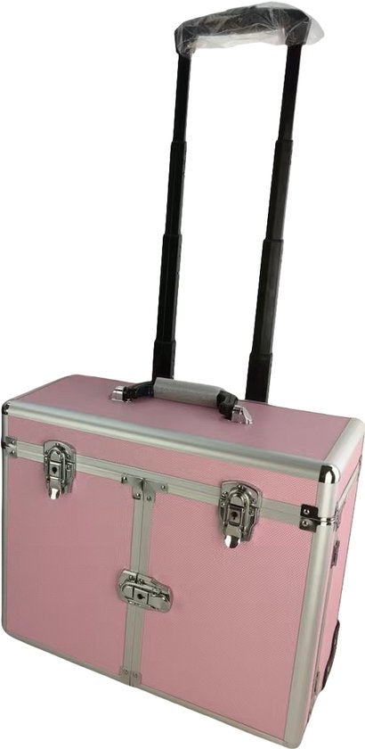 DMV - Valise de coiffeur - Chariot de coiffeur - Valise de coiffeur - Chariot de coiffeur - Valise de maquillage Schmink - Mobile - Portable - Rose