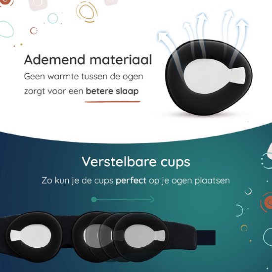 Numsy Sleep Mask Women and Men - Masque de sommeil pour les yeux - 100% dimming - Dark Grey