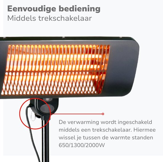 alpina Infrared Heater Stand - Terrace Heater 2000W 3 Heat Settings - Splashproof Terrace Heater IP24 with Infrared Panel