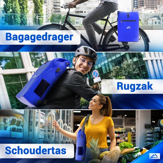 Nextcover 3in1 Bicycle Bag Single for Carrier [PVC free] | Waterproof Bicycle Bag, Backpack and Shoulder Bag 25L | Ideal for Laptop and Weekly Purchases | Bicycle Bag Single | Bicycle Bags