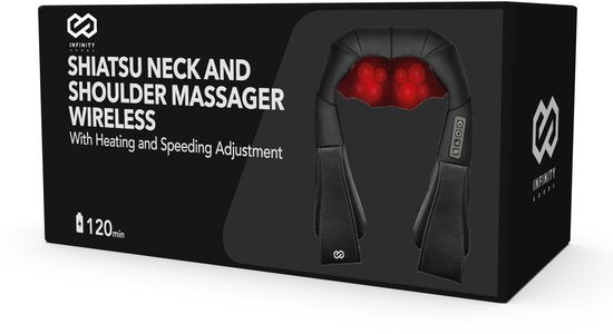 Infinity Goods Wireless Shiatsu Massage Cushion - Electric - Neck, Shoulder and Back - Heat function - 8 Massage heads - Massager