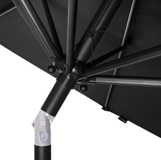 VONROC Premium Parasol à manche Recanati Ø300cm - Base de parasol et housse de protection incluses - Parasol rond - Inclinable - Toile résistante aux UV - Noir