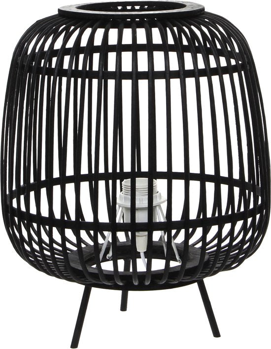 Mica Decorations Lampe à poser Nimes - H37 x Ø29 cm - Bambou - Noir