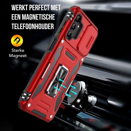 Podec Case Fits Samsung Galaxy A13 5G Red Phone Case - Anti-Shock Case Cover Hybrid Armor Case with Kickstand Ring with Screen Protector