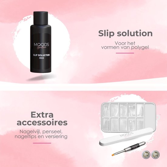 Moods Gellac - Luxury Polygel Set - Polygel Nails Starter Pack - Inclut une lampe UV LED - 6 couleurs - The Nude