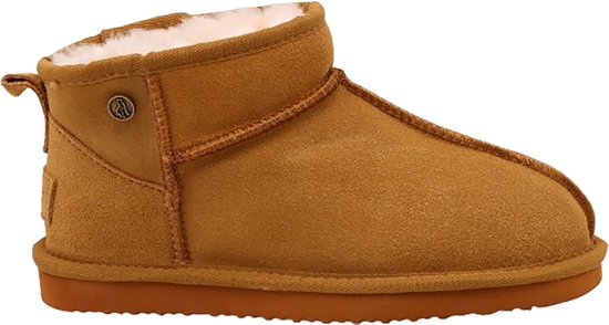 Alpacas Footwear - Ladies - Bottes courtes en daim véritable avec couture froide - Doublées de 100% de laine d'agneau douce - Chestnut - 36
