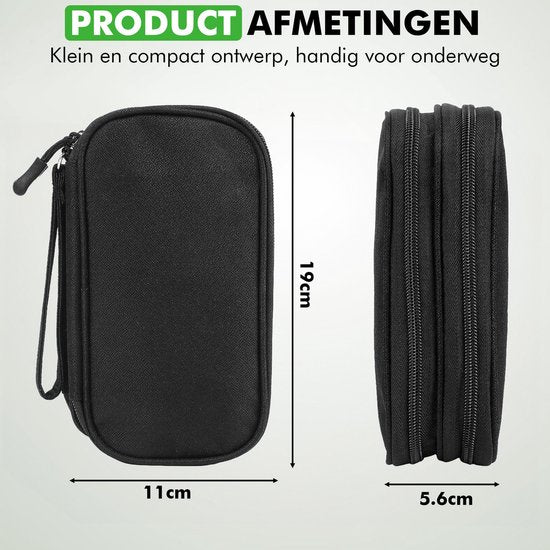 Travelhawk Cable Organiser - Cable Bag - Electronics Organiser Case - Storage Bag for Cables and Accessories - Small - Black