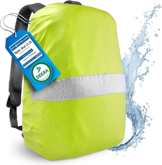NEXTCOVER® Universal Backpack Rain Cover [AquaShield] - Housse de pluie pour sac à dos imperméable pour une protection supplémentaire du sac à dos imperméable - Housse de pluie pour sac à dos réfléchissante - Vert néon