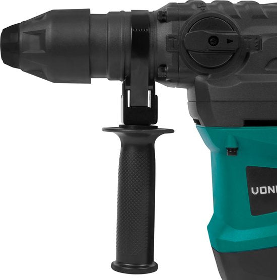 VONROC Marteau perforateur 1500W - 6 Joule - Vitesse réglable - SDS plus - 4 Fonctions - Inclut forets et burins
