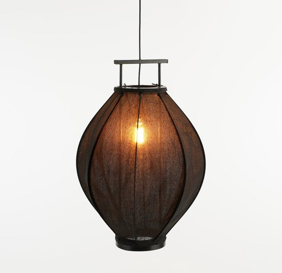Mica Decorations Lampe pendante Pego - H73 x Ø54 cm - Lin - Noir