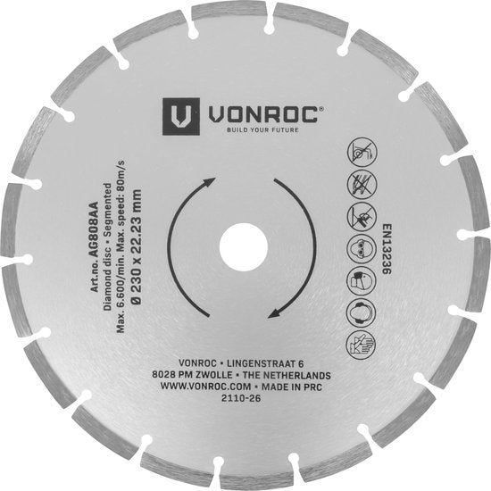 VONROC Roues diamantées - Ø230mm - 2 pièces pour pierre - Universel