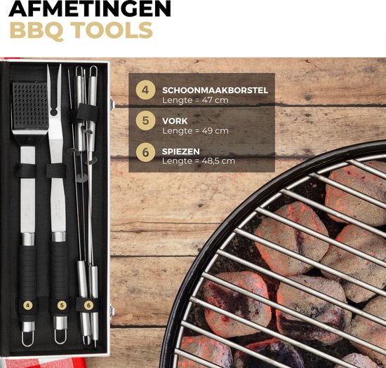 Ozocozy - Accessoires pour barbecue - 10 pièces - Outils pour barbecue - Gants pour barbecue - Boîtier en aluminium - Cadeau pour homme
