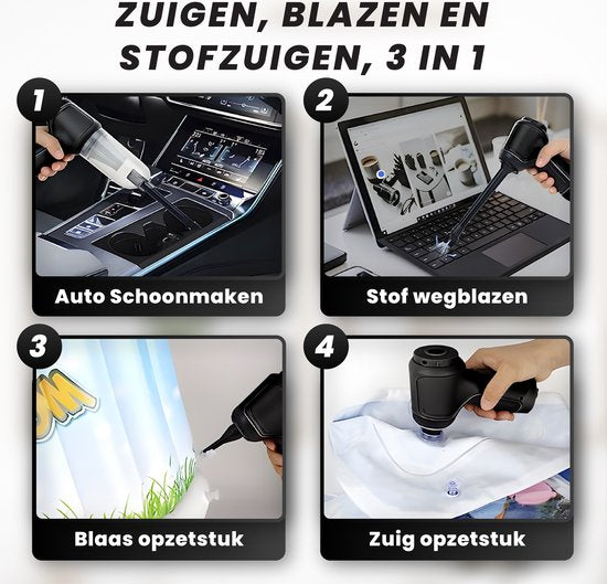 HomeShift® Aspirateur de voiture sans fil V2 - Aspirateur à miettes - Aspirateur à main - Petit aspirateur - Aspirateur sans fil - Air Duster - Wet & Dry - Noir