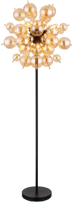 Lampadaire TOKKI Verre 154.0cm Noir mat | fumé E14 3-Light