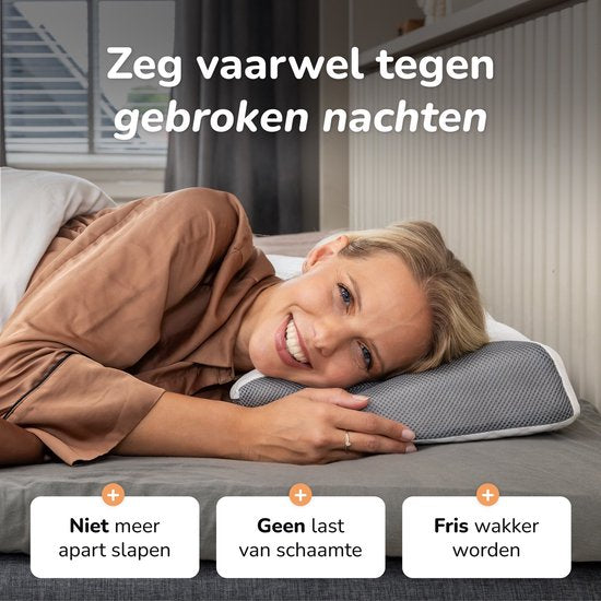 Alyze Oreiller anti-ronflement - Pour toutes les positions de sommeil - 60x40 cm - Oreiller - Apnée - Ergonomique & orthopédique - Sommeil - Oreiller papillon - Douleurs cervicales - Mousse à mémoire de forme - blanc