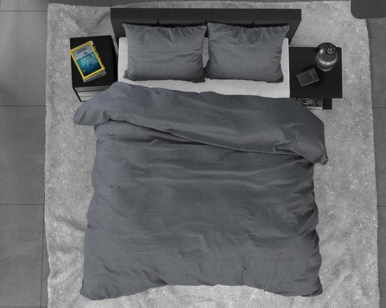 Sleeptime Flannel Jason - Housse de couette - Single - 140x200/220 + 1 taie d'oreiller 60x70 - Anthracite