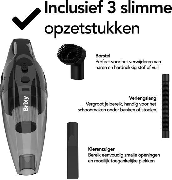 Brixy Dust buster Sans fil - Aspirateur à main - Accessoires inclus - Aspirateur à poussière - Gris