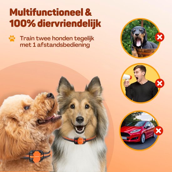 Vulpes Goods® Collier anti-aboiement Pro avec télécommande - Dispositif anti-aboiement - Collier de dressage 3-en-1 - Sans choc - Collier d'éducation pour petits et grands chiens - Imperméable - Rechargeable - Vibration et Audio
