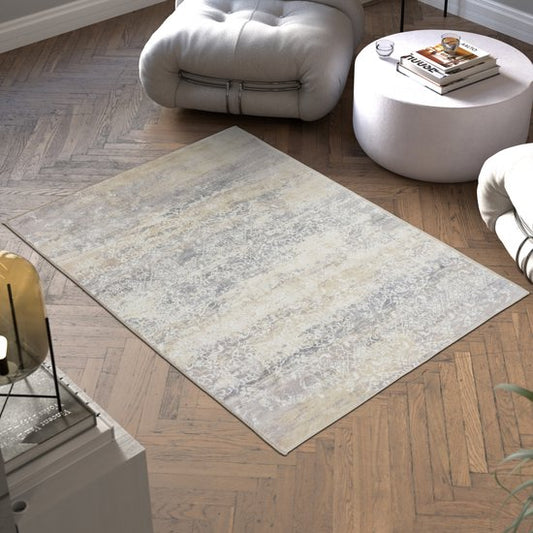 tectake® Tapis design vintage - Dalia - Tapis à poils ras pour le salon, la chambre d'enfant, la chambre à coucher ou le couloir - Lavable - Taille div. - 120x170cm - beige