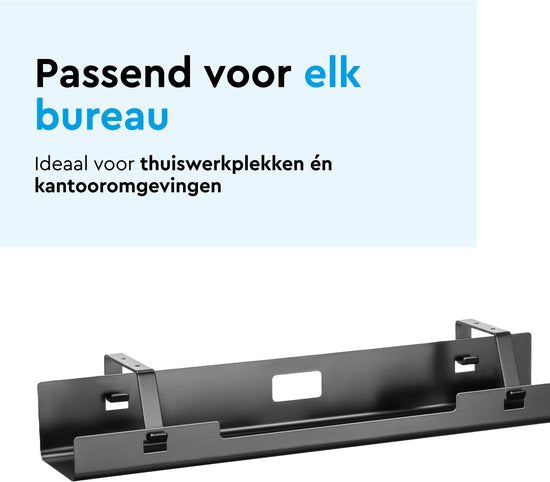 BRASQ Chemin de câbles universel Noir pour dessous de bureau - Comprend des rangements de câbles - Gestion des câbles