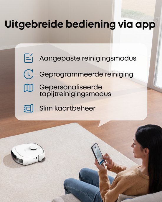 eufy Robot Aspirateur Omni E25, système de balayage HydroJet, puissance d'aspiration de 20 000 Pa, brosses DuoSpiral qui démêlent, bras CornerRover pour nettoyer les coins, station tout-en-un, pour les familles avec animaux et enfants.