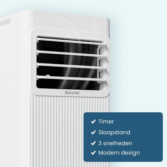 Auronic Mobile Air Conditioner - 7,000 BTU - 3-en-1 - Climatisation avec 2 kits d'étanchéité de fenêtre - Ventilateur - Déshumidificateur - refroidit jusqu'à 20m² - Blanc