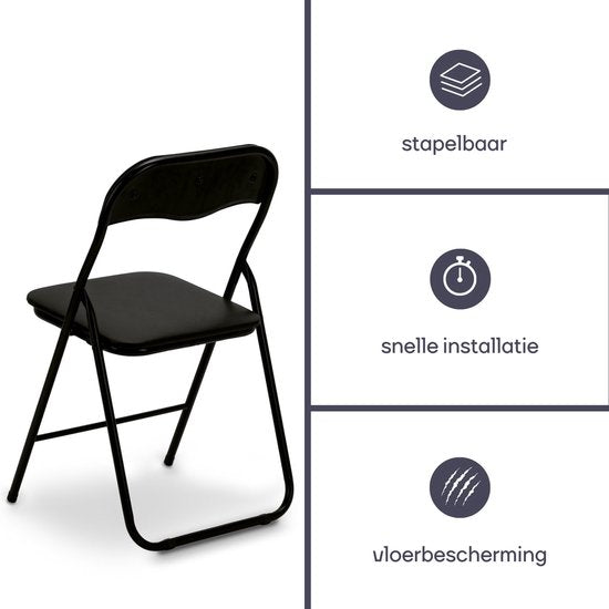 Perel Chaise pliante, pliable, résistante aux intempéries, 150 kg maximum, événements, réunions, petits espaces, noir