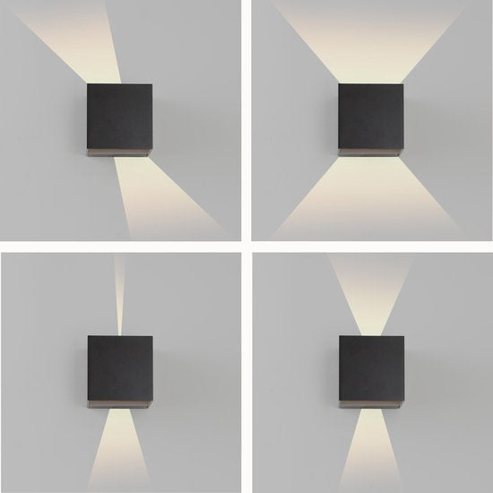 Lampe murale Reach Up&Down Noir cube avec LED