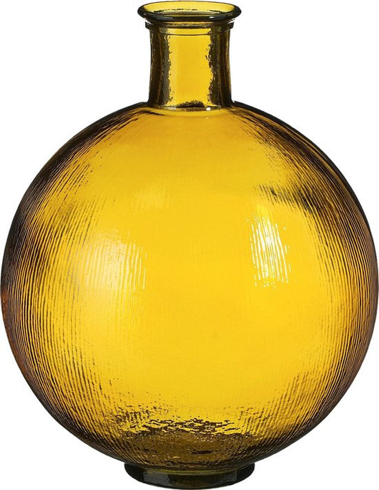 Mica Decorations Vase bouteille Firenza - H42 x Ø34 cm - Verre recyclé - Ocre