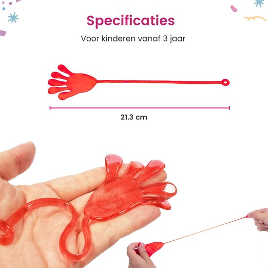 Partizzle 48x Sticky Hands - Cadeaux pour les mains collantes - Grabbelton Treat Gifts - Sensory Small Toys - For Children & Toddlers