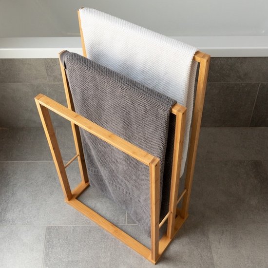 Porte-serviettes en bambou avec 3 tringles - 40X24X82CM